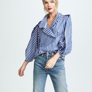 NWOT A.W.A.K.E. Octopus Geisha Striped Poplin Top